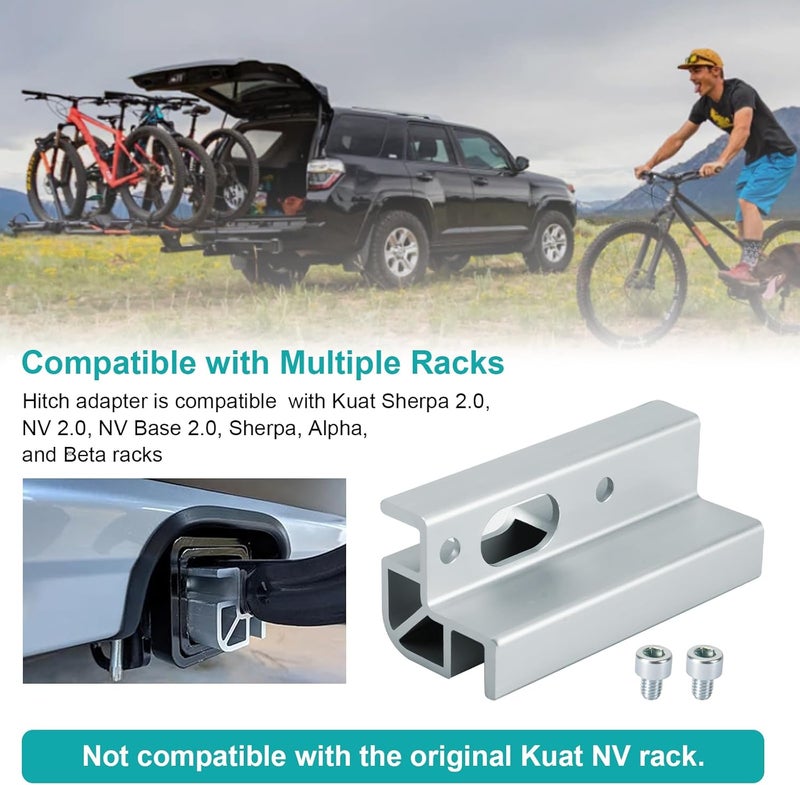 Batator Bike Hitch Rack Receiver Adapter for Kuat D101 1.25" to 2" Adapter Compatible with Kuat Sherpa 2.0/ NV 2.0/ NV Base 2.0/ Sherpa/ Alpha and Beta Rracks, Aluminum Hitch Reducer Converts,Included 2 bolts - Image 2